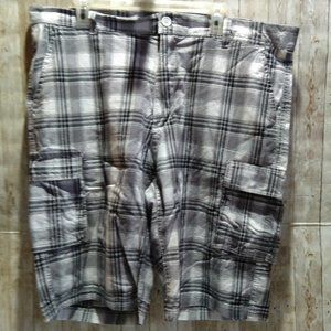 Redsnap Black White Gray Plaid Cargo Shorts Size 40